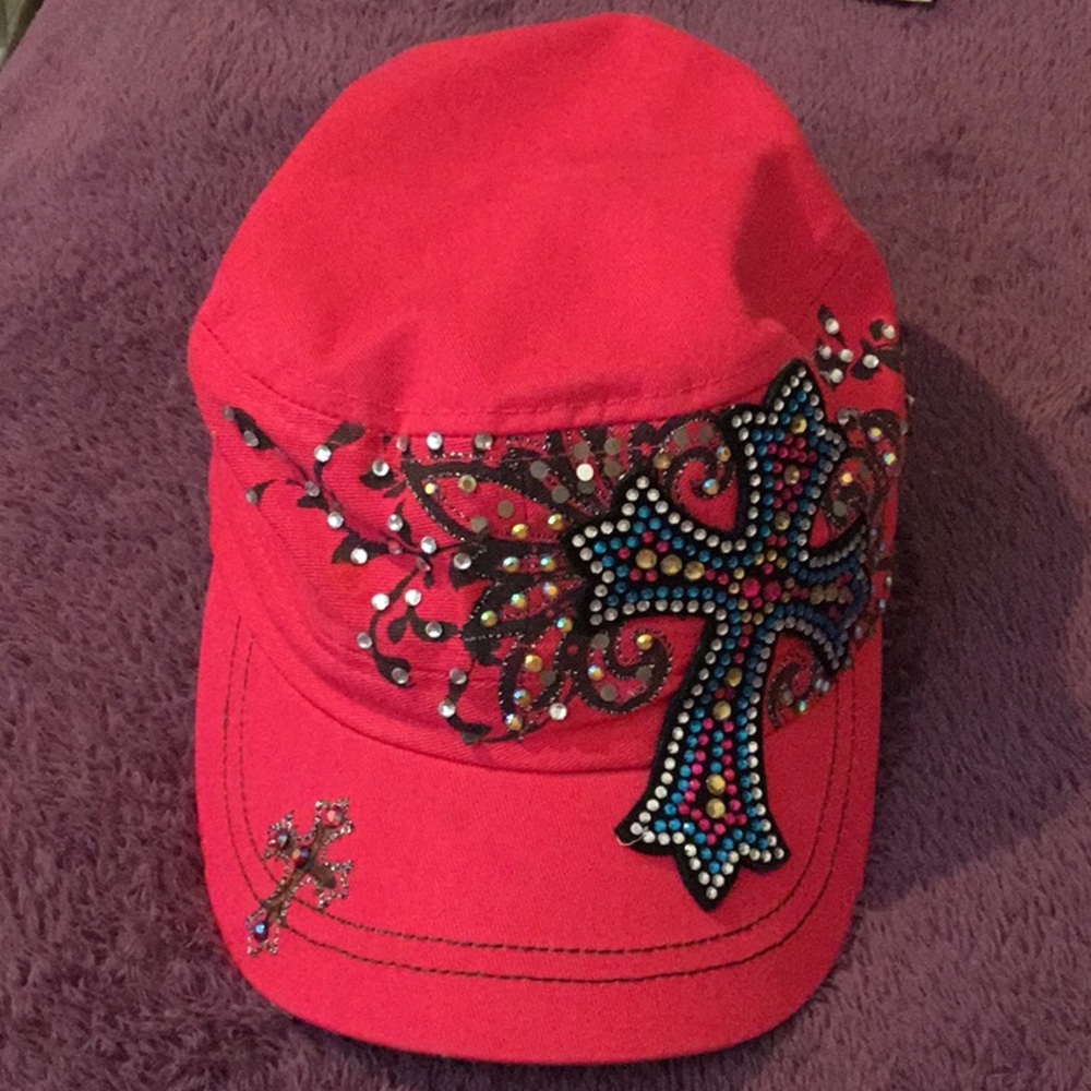 Vintage Bright Red Bling Snap Women’s Adjustable Hat